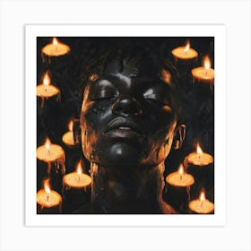 Woman With Candles Art Print