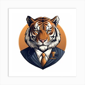 Tiger In Business Suit Art Print