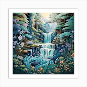 Waterfall In The Forest Art Print