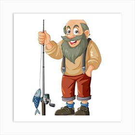 Old Man Fishing Art Print