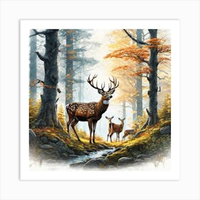 Deer In The Woods 49 Art Print