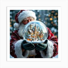 Santa Holding A Snow Globe 1 Art Print