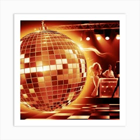 Disco Ball Orange Disco Poster Trendy Aesthetic (3) Art Print