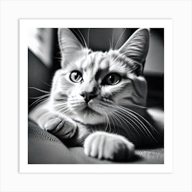 Black And White Cat 16 Art Print