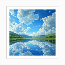 Clouds Reflected In A Lake Art Art Print