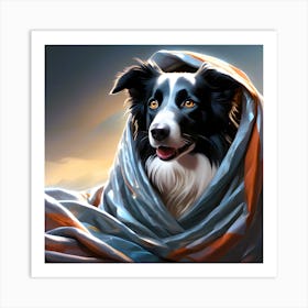 Border Collie In Bed Art Print