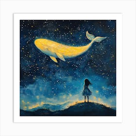 Whale In The Starry Night Sky 11 Art Print