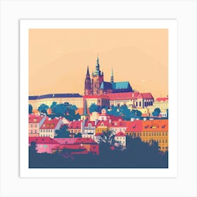 A Prague Castle In Prague Minimal Illustration 1720028450 3 Art Print