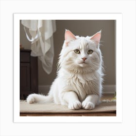 White Cat (wall art) Art Print