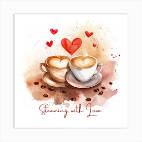 Coffee Lovers Steam Heart Valentine's Day Art Print