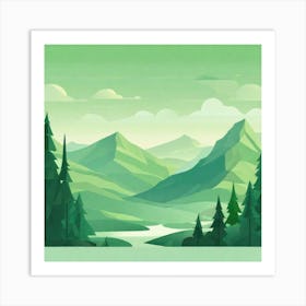 Misty mountains background in green tone 72 Art Print