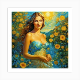 Sunflower Girlghh 1 Art Print