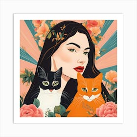 Cat Woman Art Print