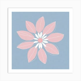 A White And Pink Flower In Minimalist Style Square Composition 391 Art Print