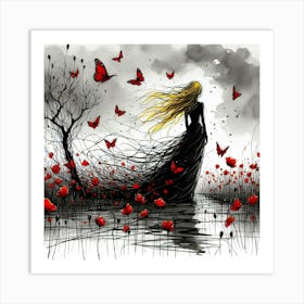 Girl In Red Art Print