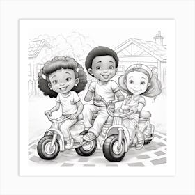 Children Riding Scooters Art Print