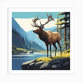 Mountain valley Elk Art Print