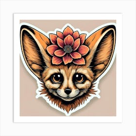 Fox With Flowers 5 Art Print