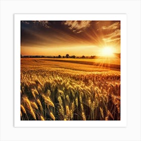 Sunset Over A Wheat Field 17 Art Print