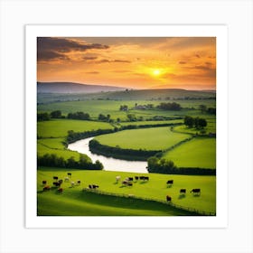 Sunset In The Countryside Art Print