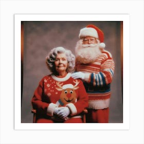 Santa Claus And His Wife Portrait Studio, Ugly Sweaters, 1980s Vibe Art Print