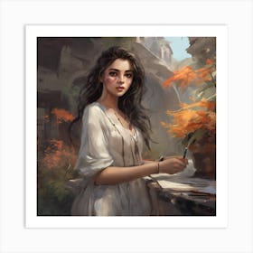 Girl In A White Dress Art Print