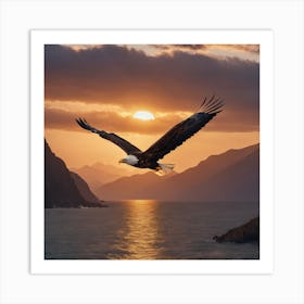 Bald Eagle At Sunset Art Print