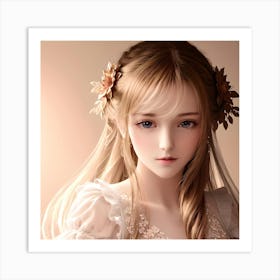 Beautiful Girl With Long Hair 1 Art Print