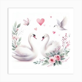 Swans 14 Art Print