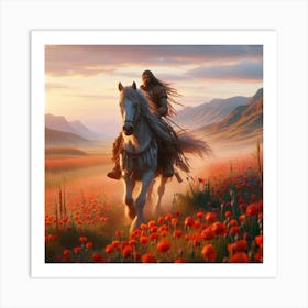 Woman On Horseback Art Print