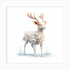 Snow Deer Art Print