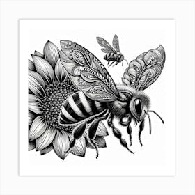 Line Art bee 1 Art Print