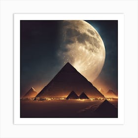 Full Moon Over Pyramids Art Print