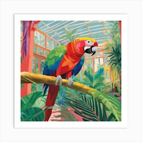 David Hockney Style: Parrot in Palm House Series 4 Art Print