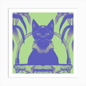 Cat Meow Pastel Green 3 Art Print