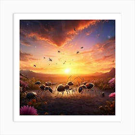 Ants Coordinate In A Bustling Colony Scene Minute Details Accentuating Their Cooperation Under The (6) Art Print