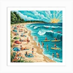 A Captivating Beach Scene Art Print Featuring A Be 80qoozhyqki78nmp27 Bhg Ws5cqmj0qbwwyxccoqsvvg Art Print