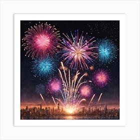 Fireworks Over New York City Art Print