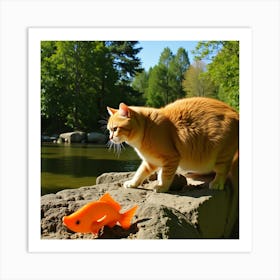 Asm An Orange Cat Cooks A Fish In The Nature Ff1774db 1cdb 4653 848a 36956cfa6a16 Art Print