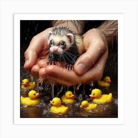 Ferret In The Rain 3 Art Print