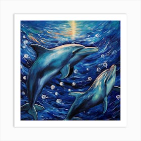 Dolphins In The Ocean Art Print