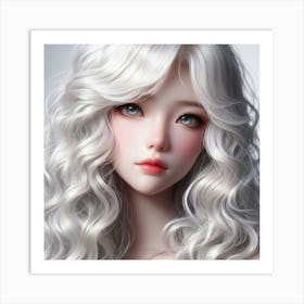 White Hair Doll Art Print