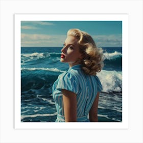 Portrait Perfect Retro Waves Blue Biscuit Art 0 Art Print