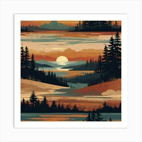 Sunset Landscape Art Print