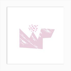 Abstract Pink Geometric Design with Dots – Modern Minimalist Art Art Print