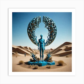 Blue Sculpture In The Desert Art Print