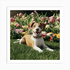 Dog Laying In The Grass Art Print