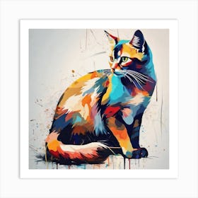 Colorful Cat Painting 1 Art Print