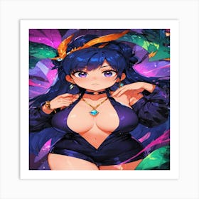 Anime Girl With Blue Hair Art Print