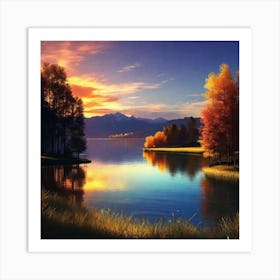 Sunset By The Lake 62 Art Print